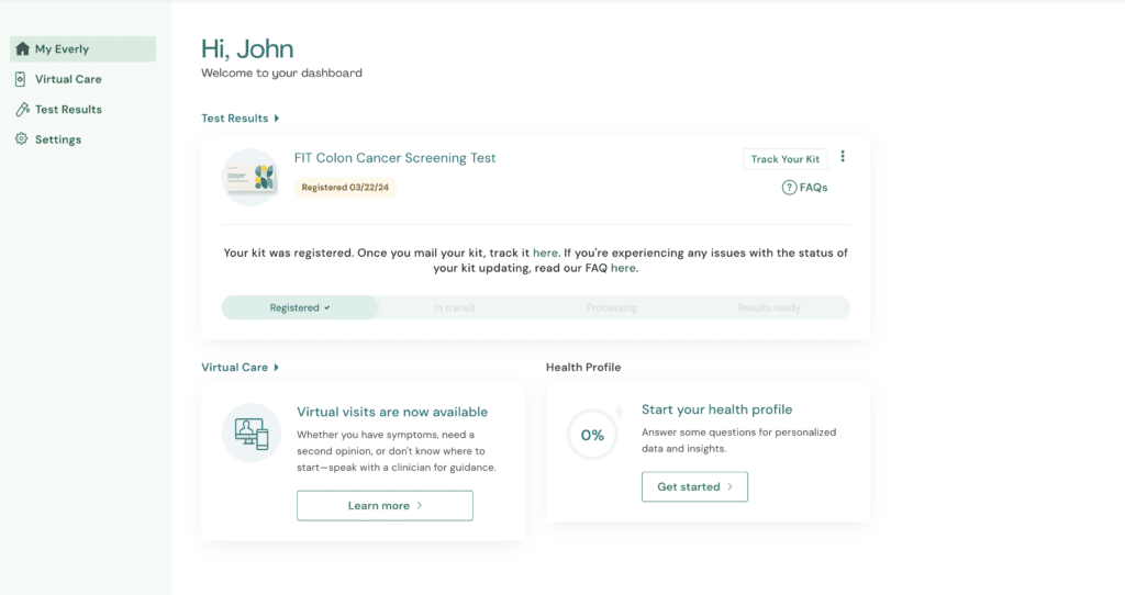 Everlywell FIT screening test
